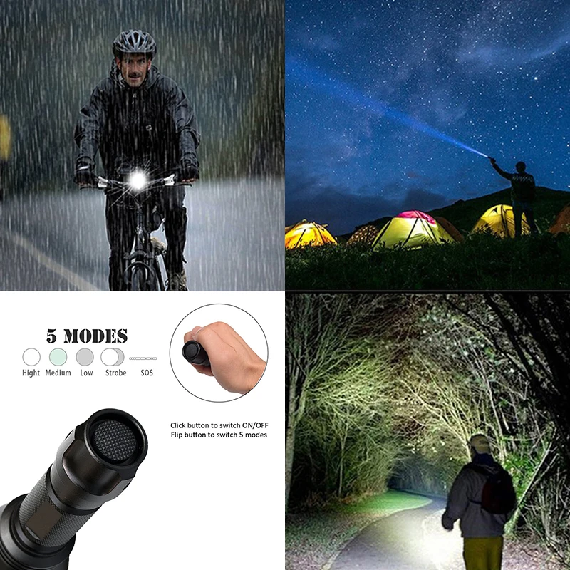 XHP70 LED Flashlight Super Bright Lamp 5 Lighting Modes Led Torch Tactical Light Use 18650 Rechargeable Battery Riding Camping