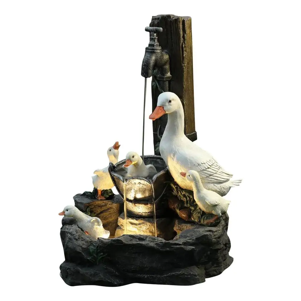 Animal Garden Statue Water Fountain Solar Garden Squirrel Duck Resin Decor Home Garden Craft Decor