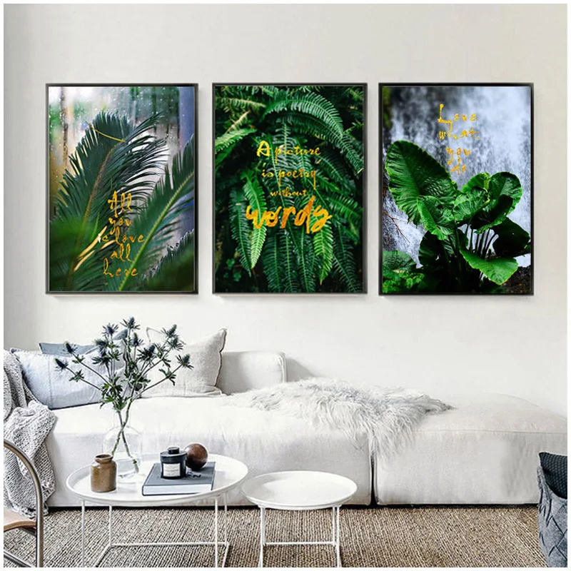 5D Poster En Prints Planten Goud Groen Schilderen Nordic Abstract Wall Art Canvas Schilderij Muur Decor Alle U Liefde UnframedZP-3343