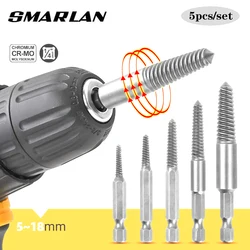 Juego de guías de brocas centrales extractoras de tornillos, removedor de pernos dañados rotos, Velocidad de extracción, juego de herramientas eléctricas, accesorios A, 5 piezas