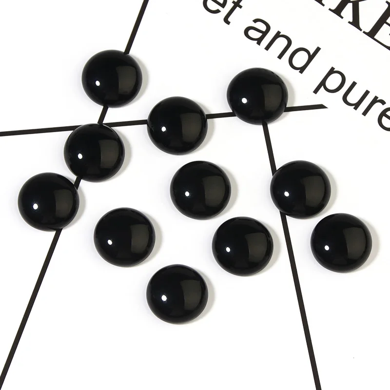 Xinyao 10Pcs  4mm 6mm 8mm 10mm 12mm Black Agate Stone Cabochon for DIY Jewerly Making