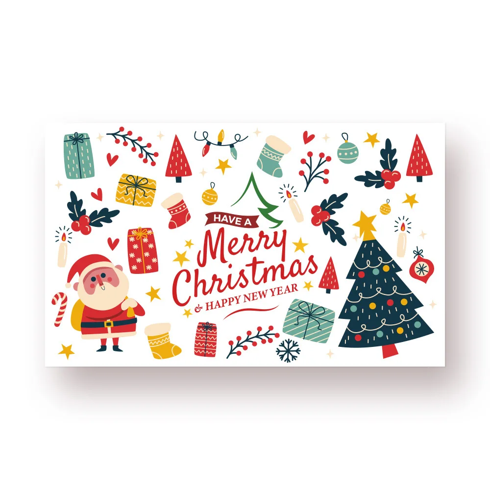 30Pcs Merry Christmas Gift Cards Greeting Card Christmas Tree Stickers Cute Design For 2022 New Year Gift decoration card