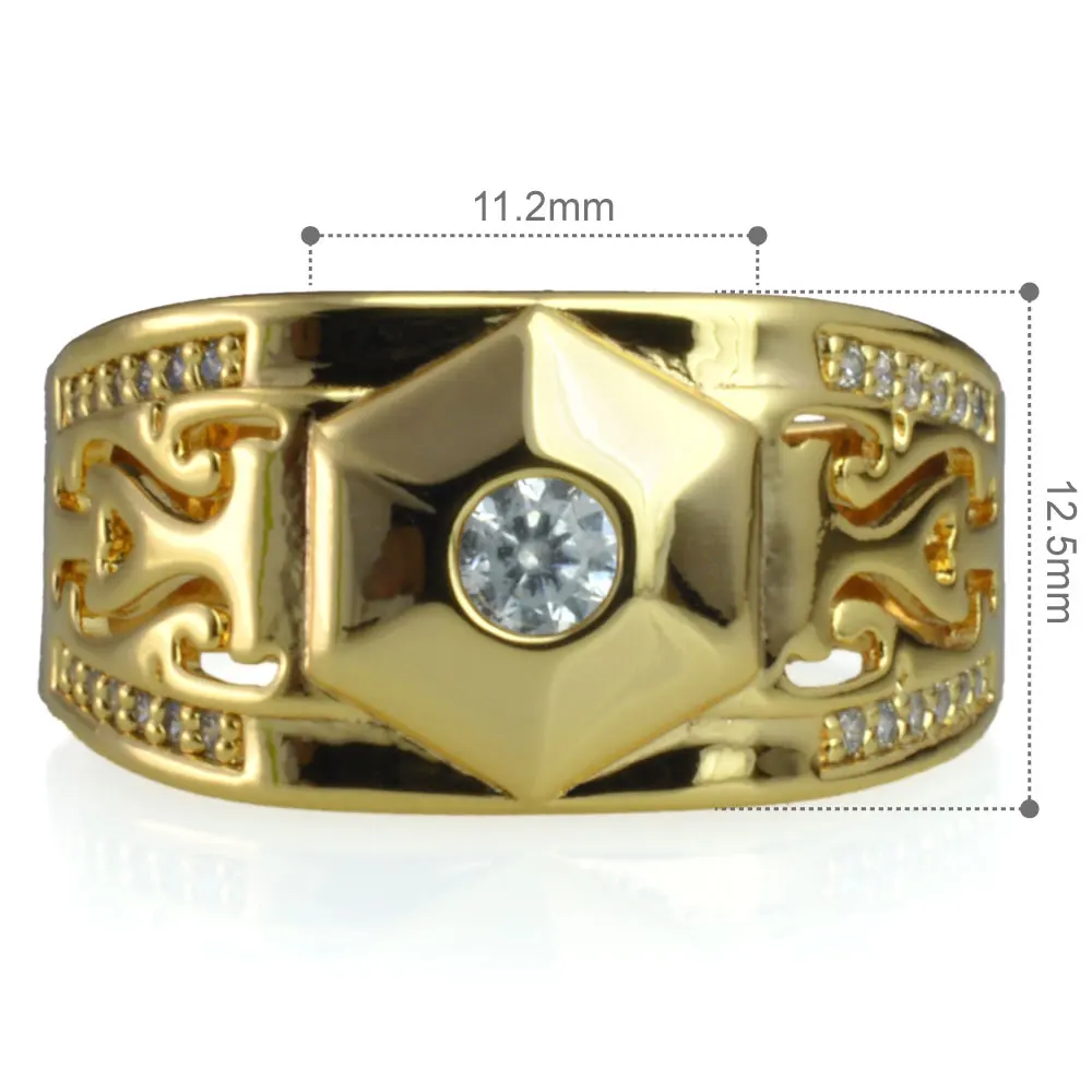 Men gold Vacuum plating wedding engagement ring band (R285) Size 8 9 10 11 12 13 14 15