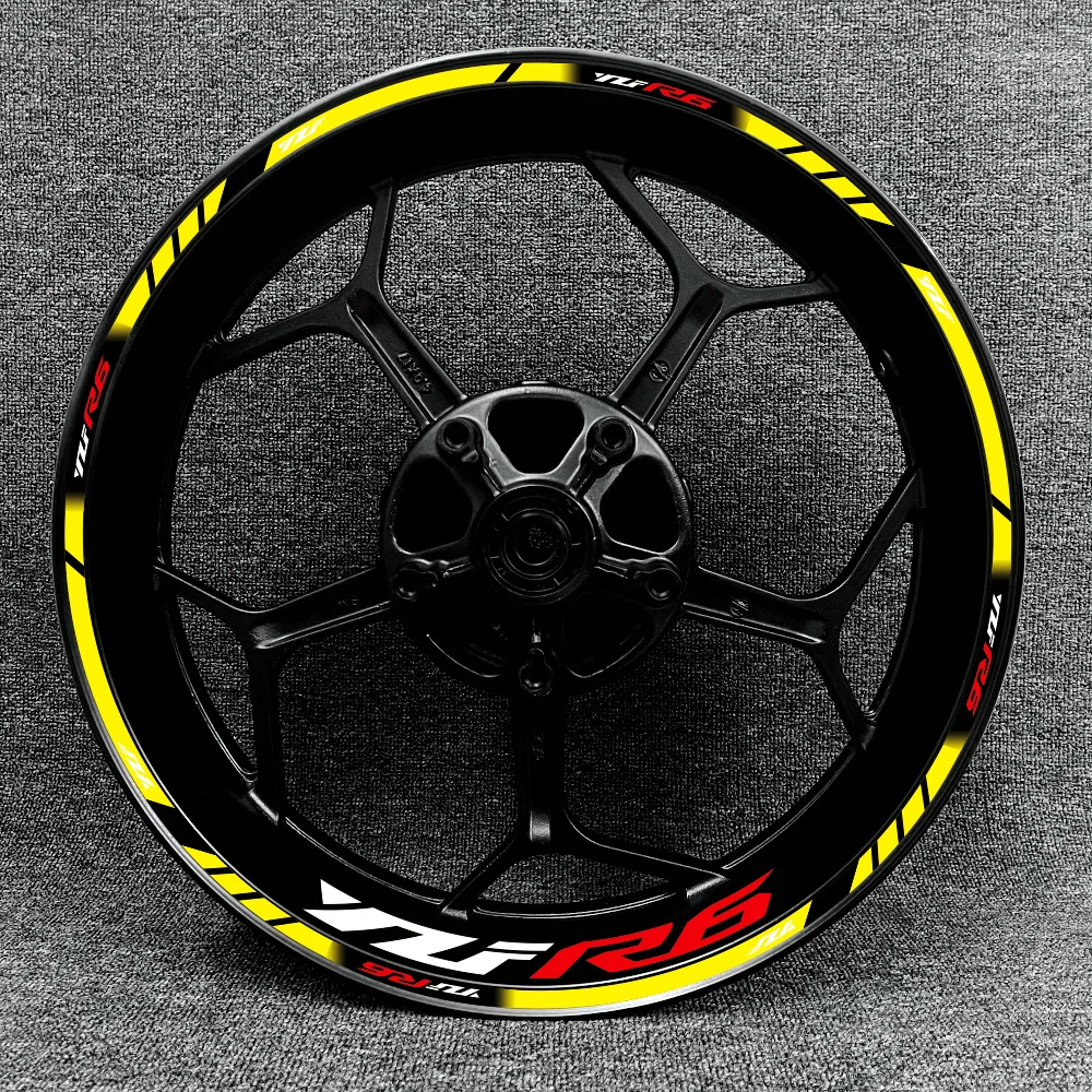 New For Yamaha YZF R6 Motorcycle Logo 17 Inch Inner And Outer Wheel Rim Hub Decal Decoration Waterproof High Reflective Sticker