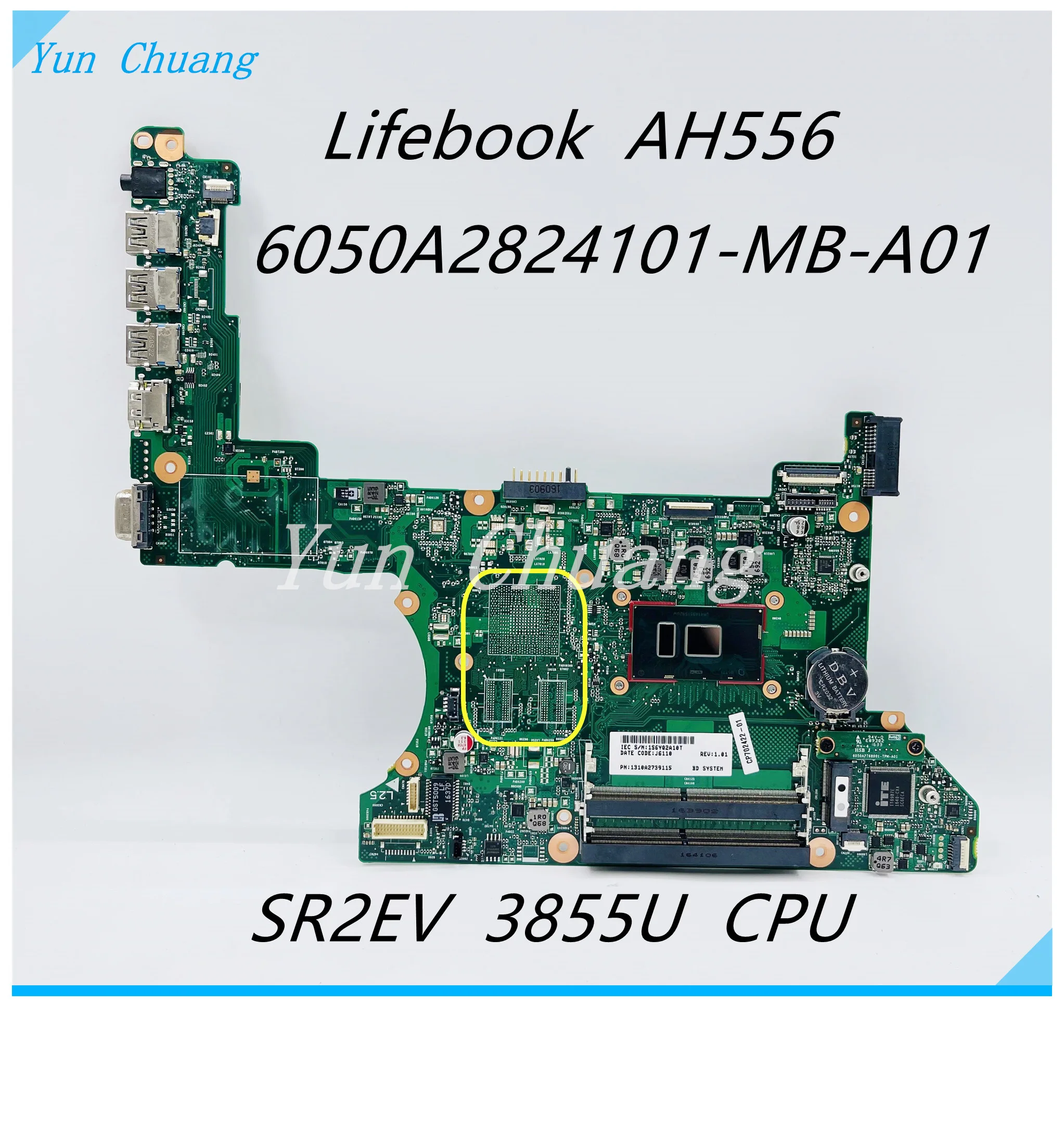 

ADZAM-6050A2824101-MB-A01 материнская плата для ноутбука Fujitsu Lifebook AH556, материнская плата с процессором SR2EV 3855U DDR4