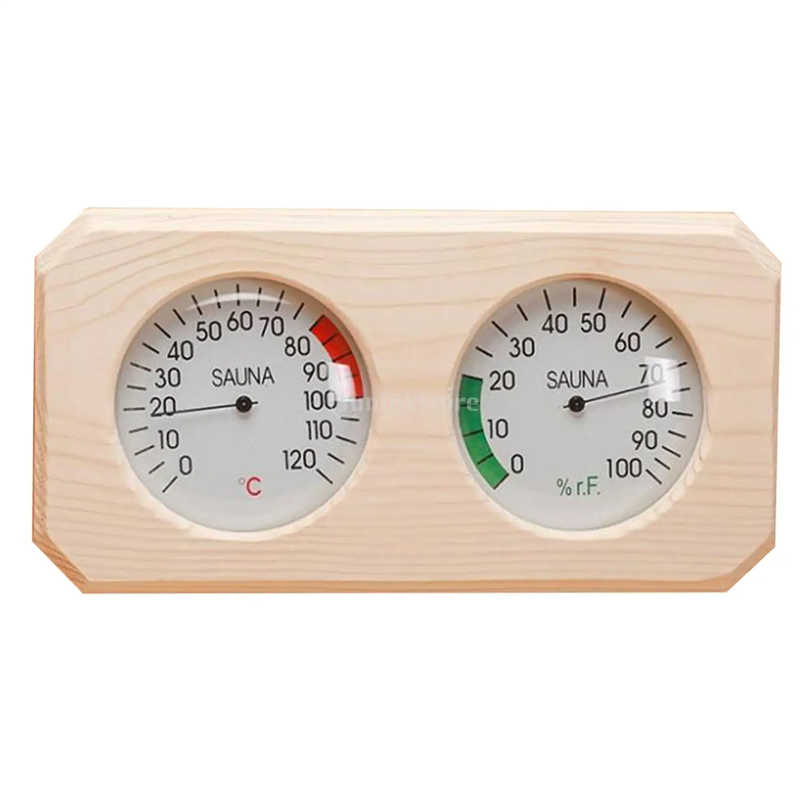 Pine Wood Sauna Thermometer Hygrometer Horizontal Durable Digital Sauna Room Accessories Indoor Humidity Temperature Measurement