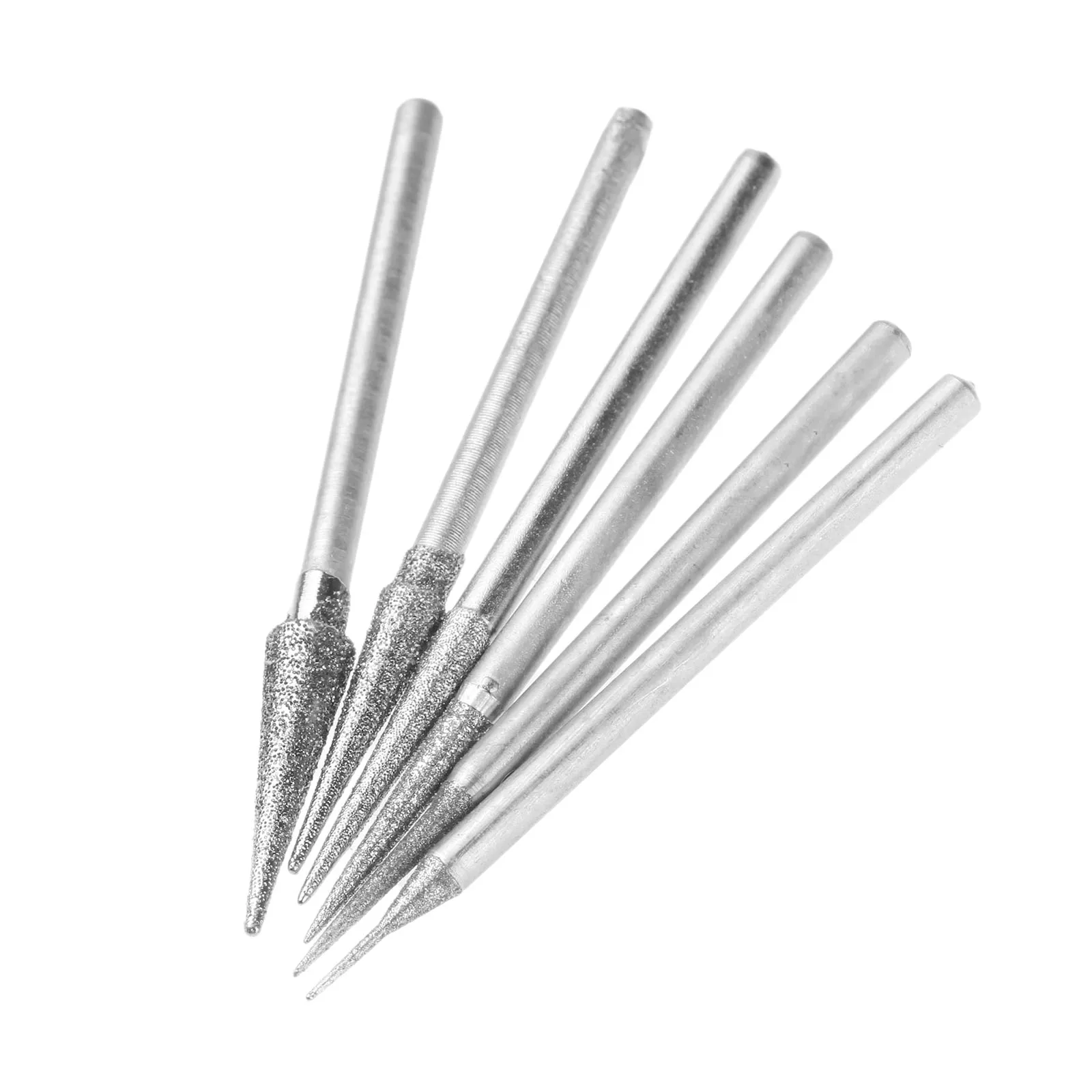 다이아몬드 연삭 헤드 연삭 바늘 비트, 금속 돌 옥 조각 도구, 2.35mm 생크 바늘, 6 개, 1-4mm