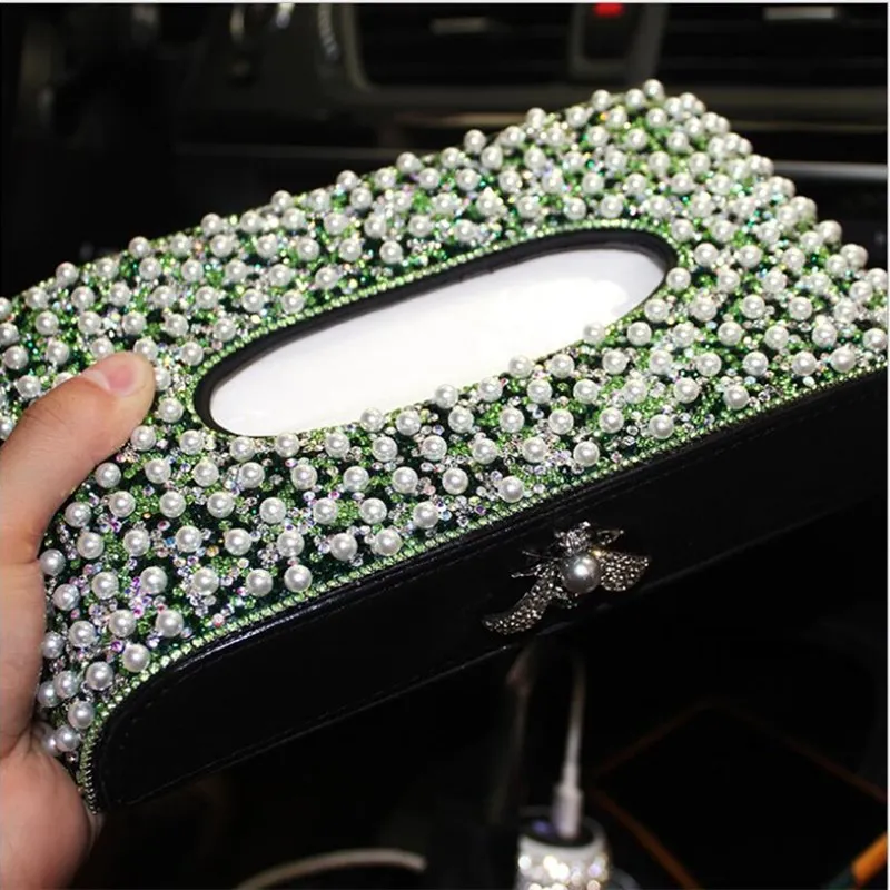 

creative little bee high-end car armrest box seat diamond pearl car interior decoration Car tissue box