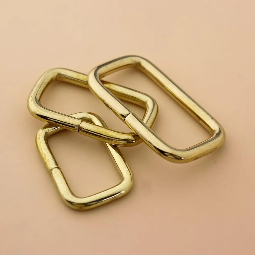 Brass metal wire formed rectangle ring buckle loops for webbing leather craft bag strap belt buckle garment luggage purse DIY