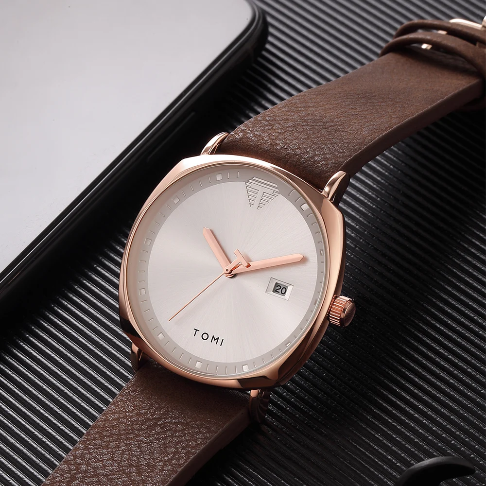 2021 Fashion Simple Male Watch Men\'s Quartz Wristwatches Leather Strap Automatic Calendar Display Masculino Relogio Drop Shiping