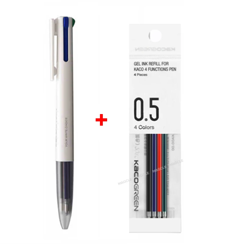 YouPin KACO EINFACH 4 Funktionen Stift KACOGREEN Multifunktions Stifte 0,5mm Refill Schwarz Blau Rot Grün Refill Gel Stift für büro