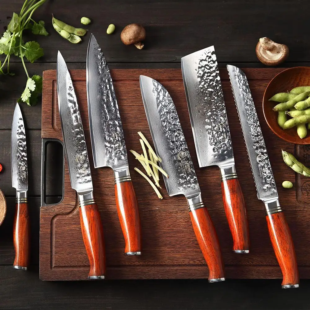 YARENH Kitchen Knives 73 Layers Japanese Damascus Stainless Steel Knife Kitchen Chef Utility Cooking Tools Dalbergia Wood Handle