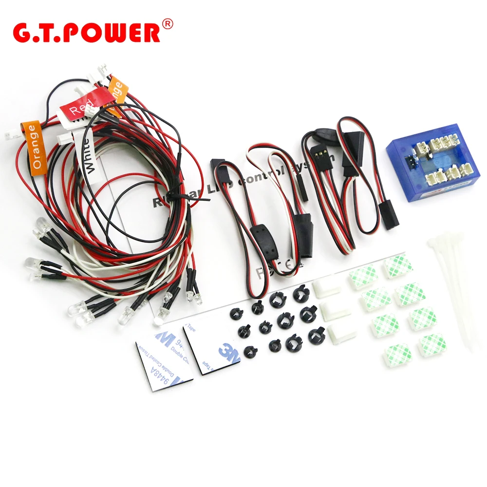 GT Power RC Car lighting 8LED Flashing Lighting Light Wire System 2 PPM FM FS 2.4G Kit Brake+Headlight+Signal For RC Car Truck