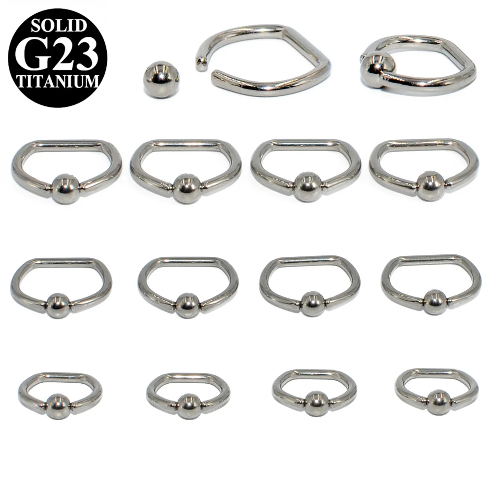 1PC Titanium D Shape Captive Bead Ring Septum Nipple Clicker Labret Ring Nose Ring Ear Cartilage Earring Body Piercing Jewelry