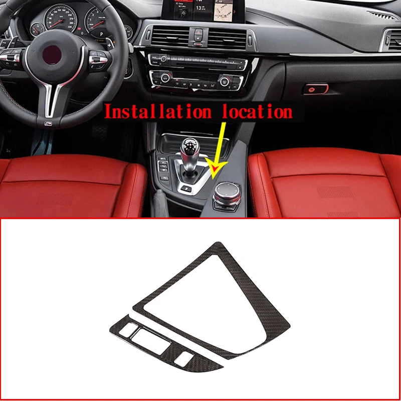 LHD Real Carbon Fiber For BMW M3 M4 F80 F82 F83 2014-2018 Car Gear Shift Frame Panel Trim Left Hand Drive Accesssories