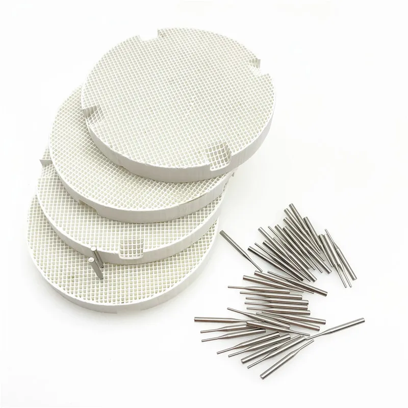 

4 pcs with 40 pins, Dental Lab Honeycomb Firing Trays with Metal Pins,Pan Rack Circle Plate holding PFMs for Sintering