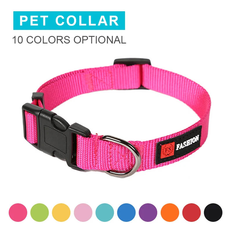 Nylon Pet Collar Pure Color Personalized Adjustable Dog Collars Leash For Dog Canvas Cat Necktie Comfortable Durable Pet Product