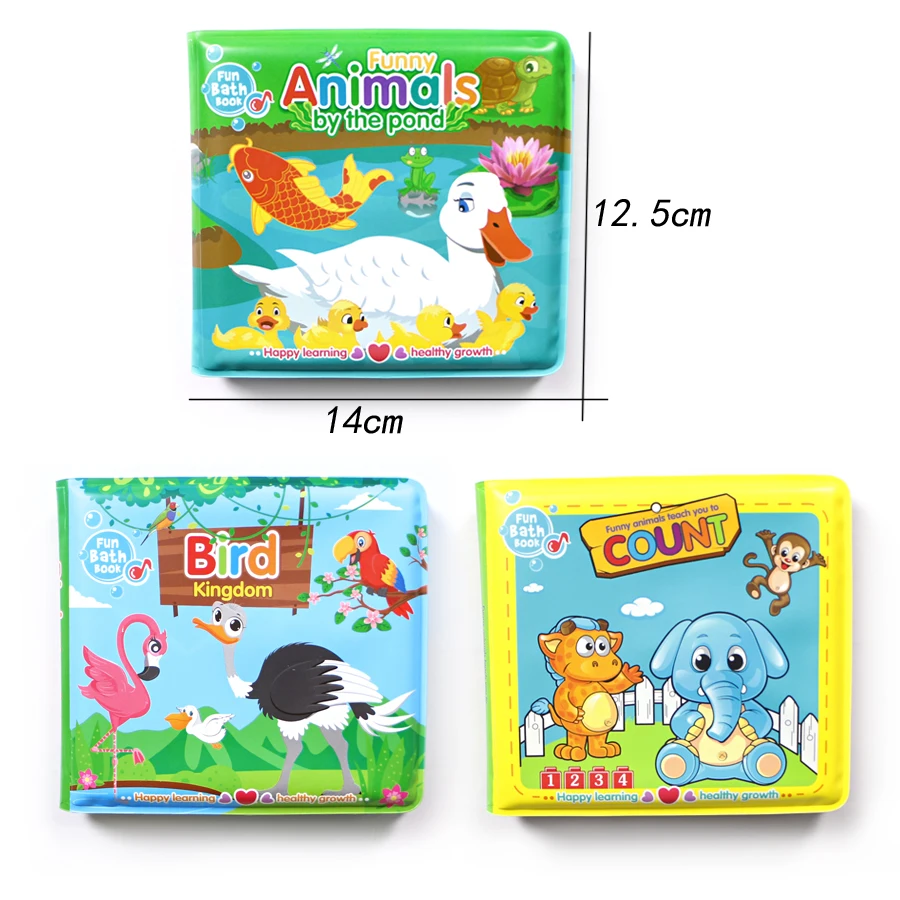 Soft Baby EVA Cartoon Bath Books with BB Whistle Early Educational Bathroom Toys Activity Waterproof Pages Baby Book for Toddler