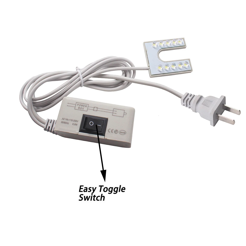 Portable 10LED Sewing Machine Light LED Working Gooseneck Light with Magnetic Base for Sewing Machine 110-250V EU/US Plug