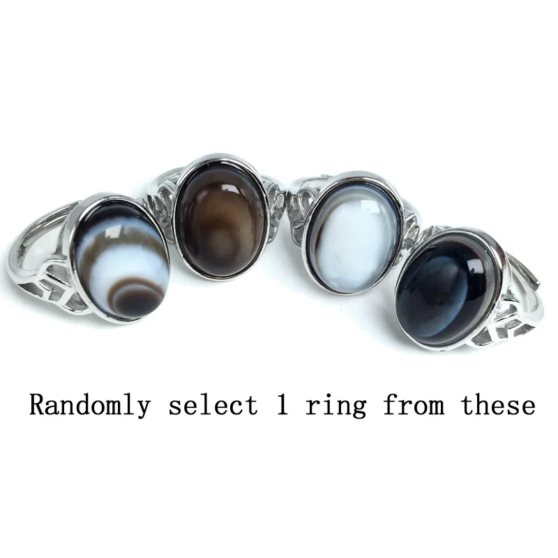 mens rings stainless steel Natural Oval Eye agat Mosaic AdjustableNew Stylish 1PCS