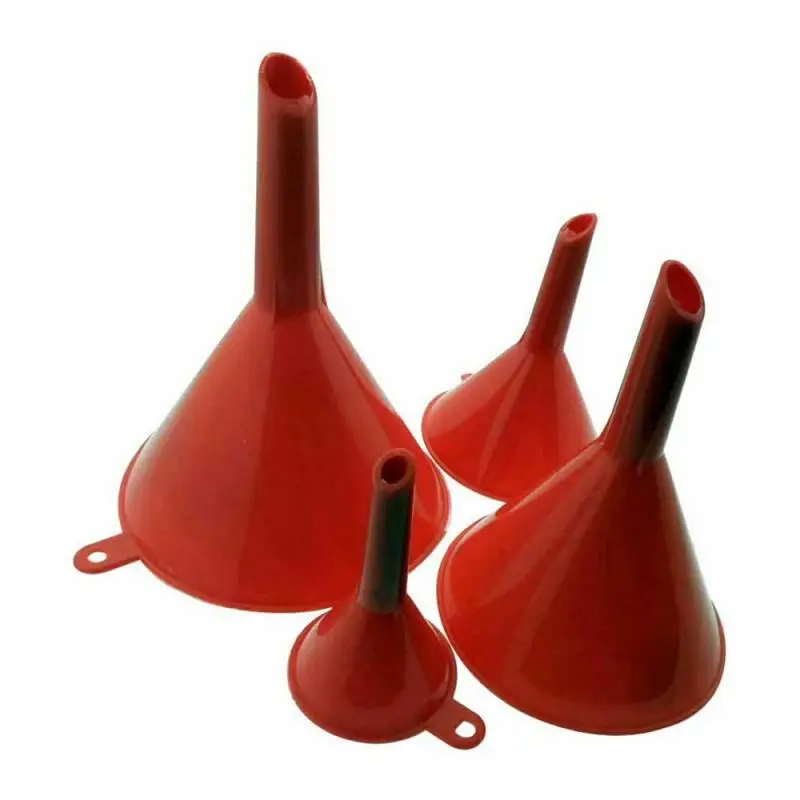 4pcs Set Household Kitchen Garage Liquid Petrol Funnel Kits Red Filling Oil Change Equipment Multi Use Funnel