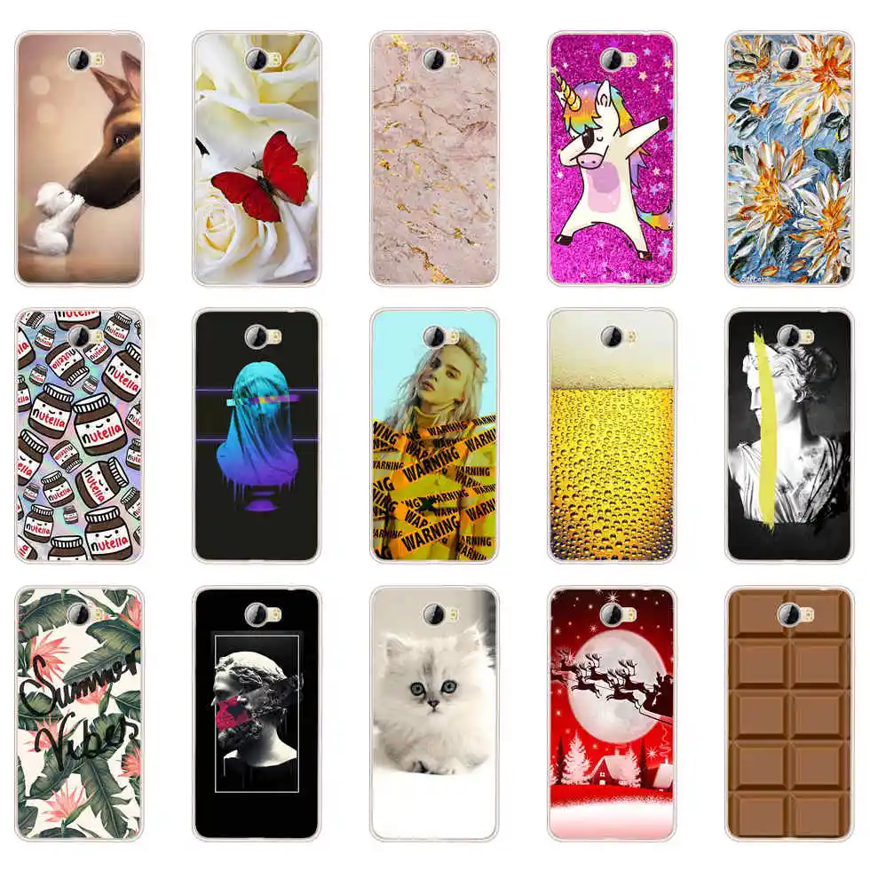 Cat flower Soft Silicone TPU Case cover FOR Huawei Y5 II Y5 2  Compact  Russia Honor 5A LYO-L21