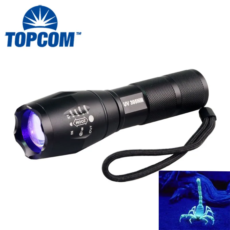 

TopCom Wholesale Strong 3W With 390-395nm Purple Ultra Violet Light Disc Golfing Finder Tactical G700 LED UV Flashlight