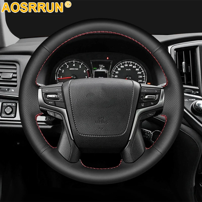 For Toyota Alphard Land Cruiser Vellfire 2016 2017 2018 2019 2020 Car Steering Wheel Cover Leather Auto accessories