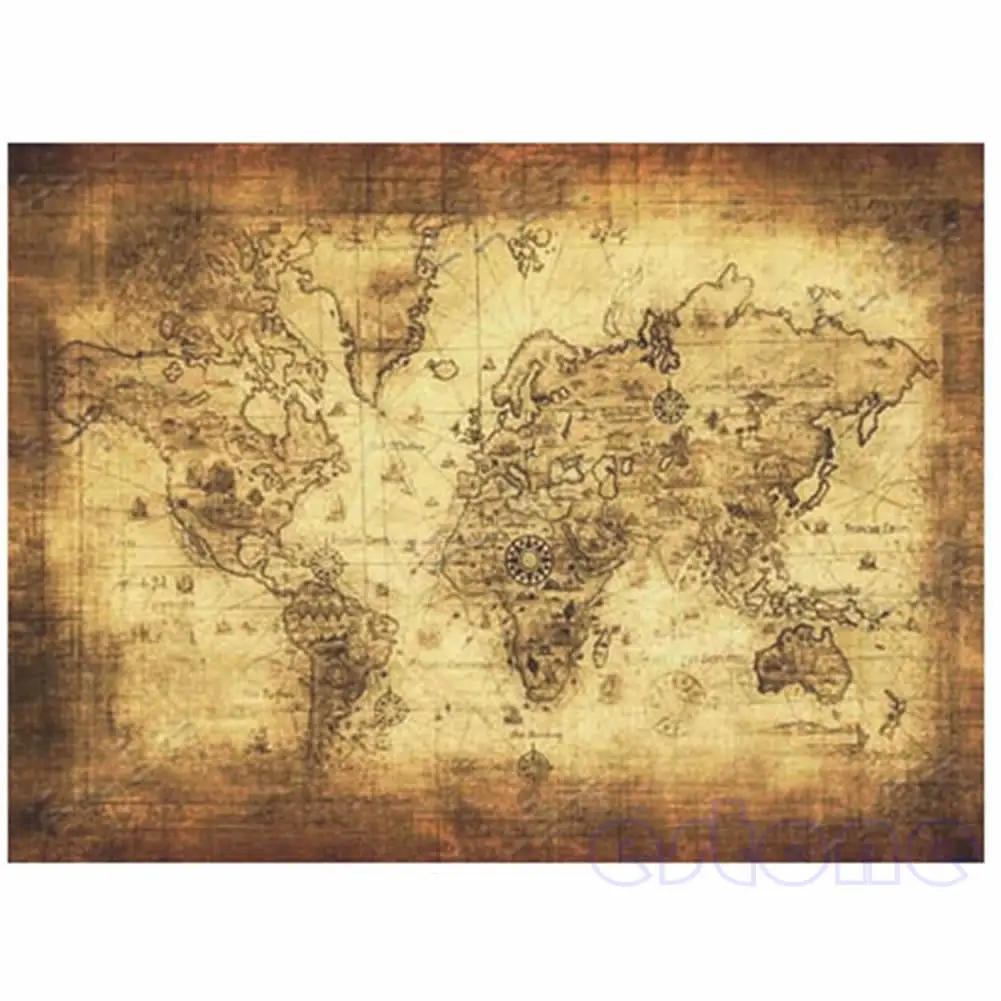 Póster papel Retro Estilo Vintage Mapa del Viejo Mundo, regalos, 71x51cm