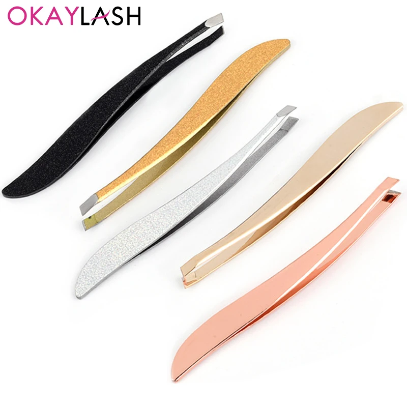 OKAYLASH Newest 1pcs/bag  Eyebrow Tweezer Hair Removal Slanted Puller Stainless Steel Eye Brow Trimmer Makeup Beauty Tools