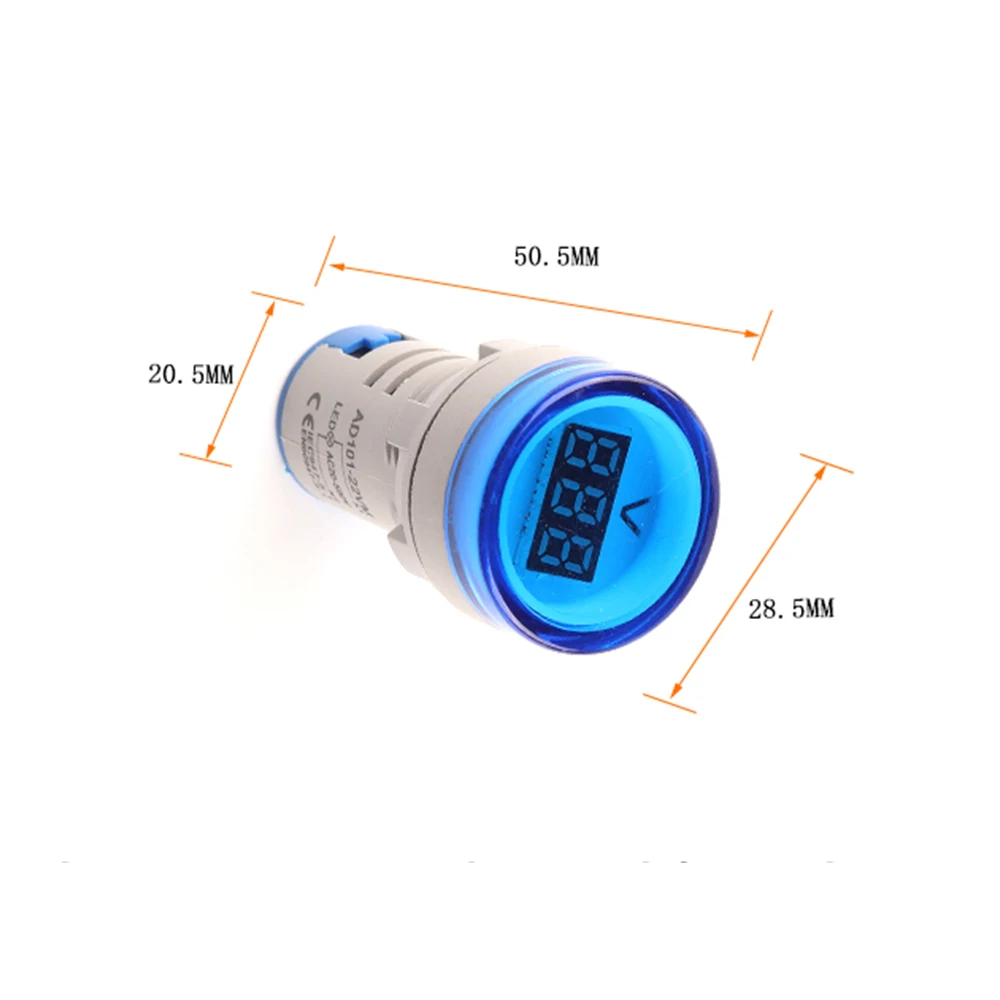 Mini Round Digital Voltmeter 22mm AC20-500V/DC5-60V Range Voltage Tester Meter Monitor Indicator Signal Light LED ac Voltage Met