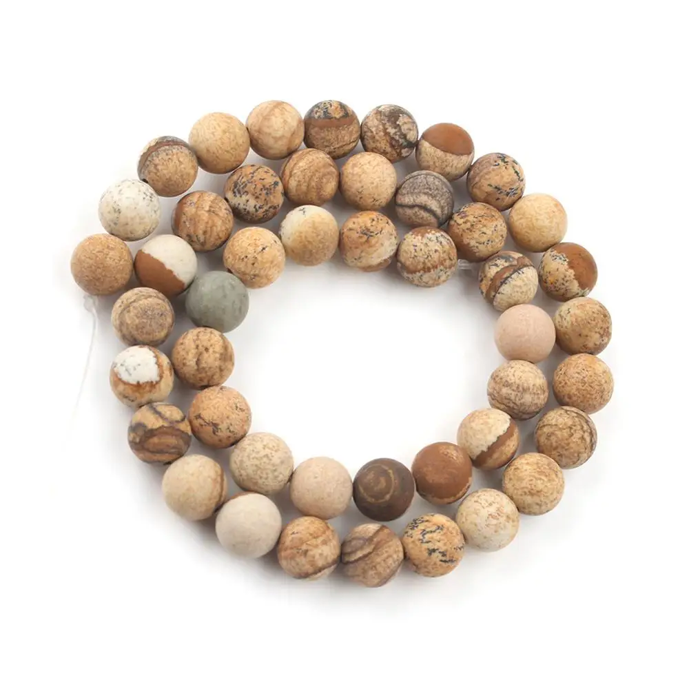 Natural Dull Polish Matte Picture Picasso Jaspers Tiger Eye Stone Beads for Jewelry Making 15inch 4 6 8 10mm