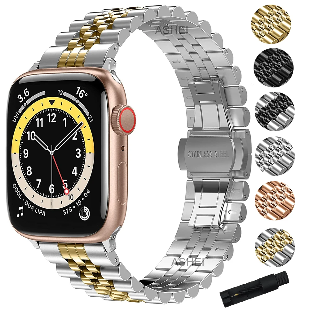 

For Apple Watch Bands se 44mm 40mm 42mm 38mm iwatch se 6 5 4 3 2 band luxury Stainless Steel strap for apple watch 6 se bracelet