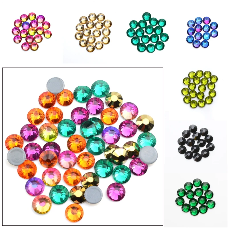 all sizes AAAAA Quality Flatback Crystal  Hot Fix Rhinestones Glass Strass Hotfix Iron On Rhinestones For Fabric garment