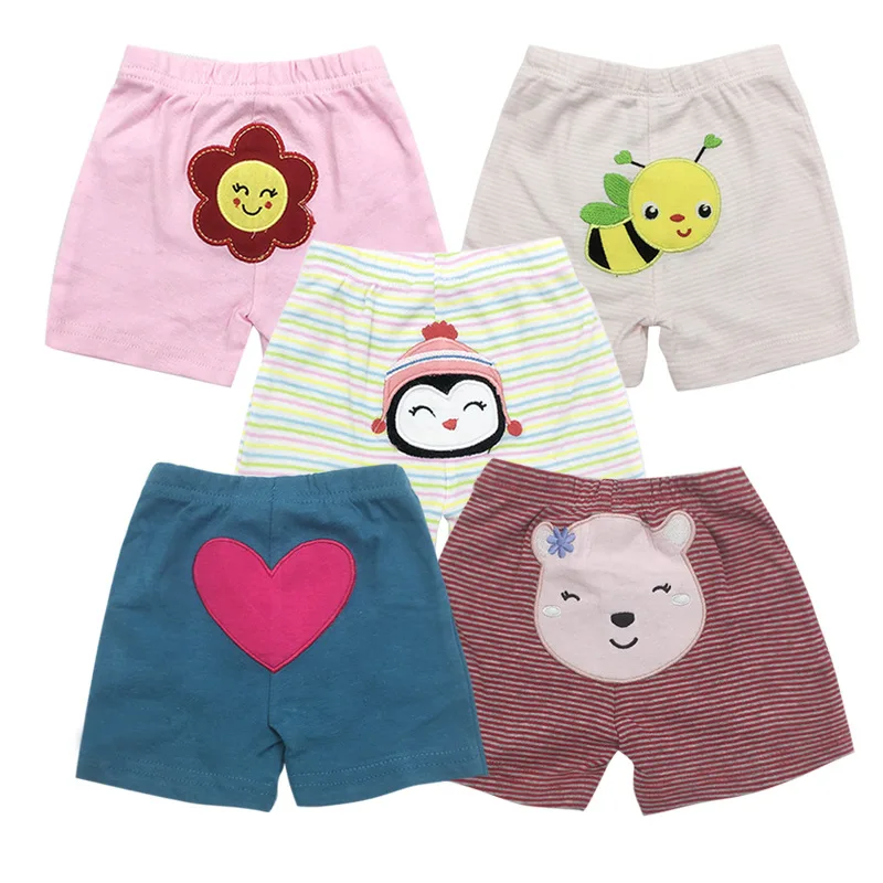 [3/4/5Pcs/lot Random Color]Summer Baby Boys Girls Shorts Cartoon Newborn Baby PP Shorts 100%Cotton Toddler Pants Infant Clothes