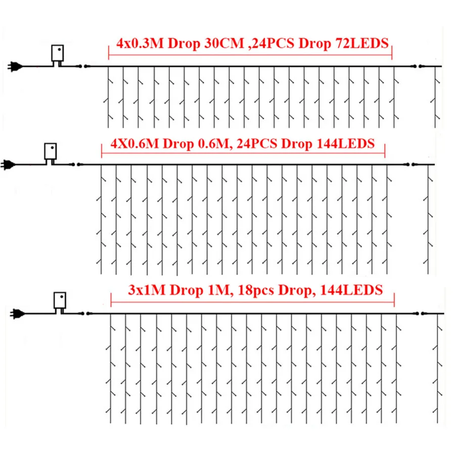 Imagem -06 - Largura Conectável Natal Icicle Luz Cortina de Janela ao ar Livre Corda Luz Casamento Guirlanda Luz para Beirais Pátio Árvore 3m 4m