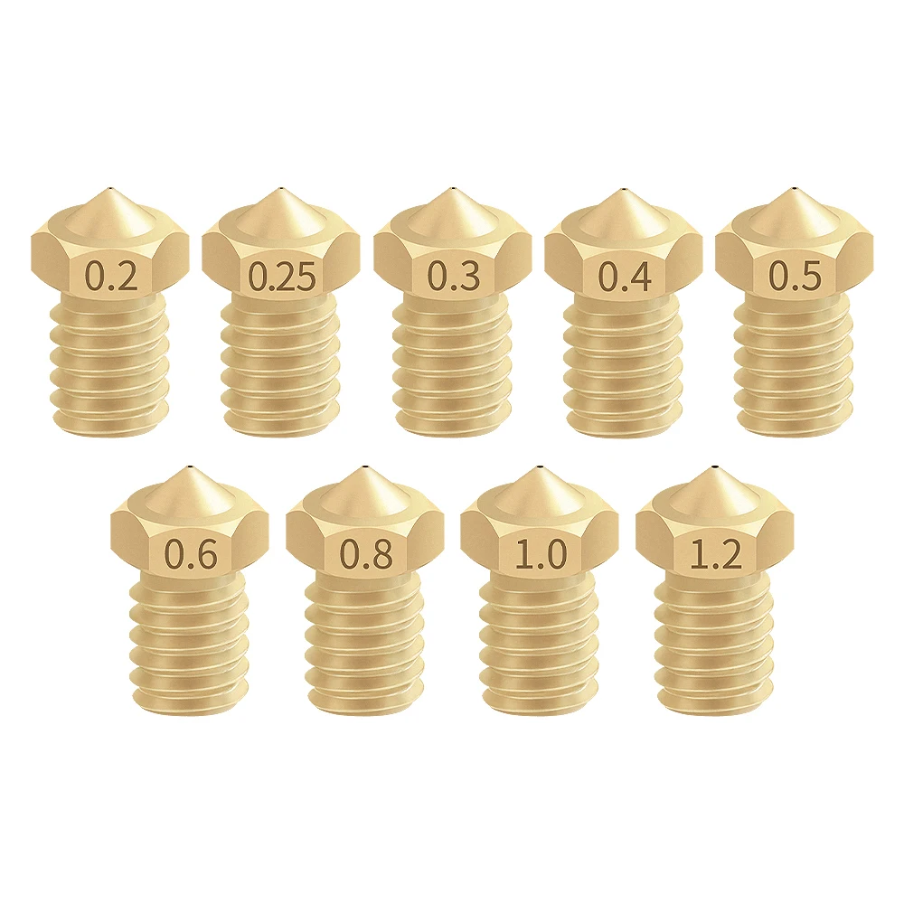 5pcs E3D M6 Threaded Nozzle Full Metal 0.2/0.3/0.4/0.5/0.6mm Optional for 1.75/3.0mm Filament V5 V6 Hotend Extruder 3D Printer