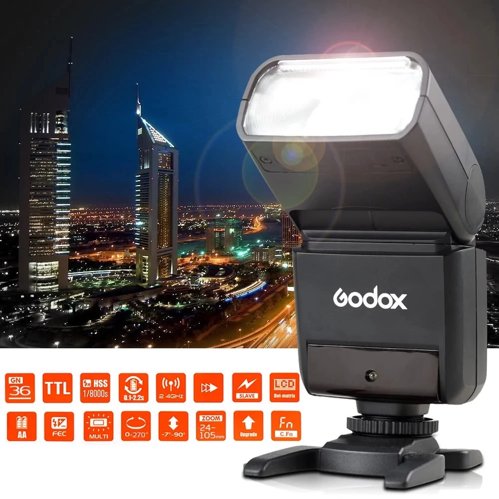 مصباح ضوئي صغير محمول من Godox طراز TT350S موديل Speedlite 2.4G لاسلكي للعبق 1/8000S HSS TTL مصباح إضاءة فلاش خاص بكاميرا سوني