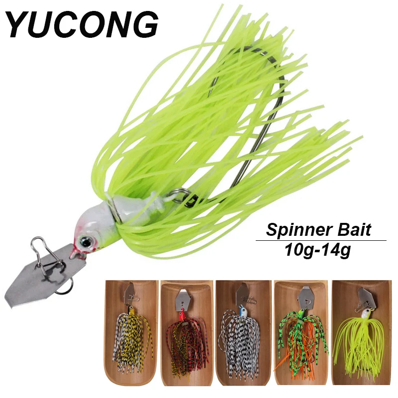 YUCONG 1PCS Chatterbait 10g-14g Weedless Spinner Köder Metall Jig Löffel Angeln Locken Mit Silikon rock leurre Wobbler Pesca Isca
