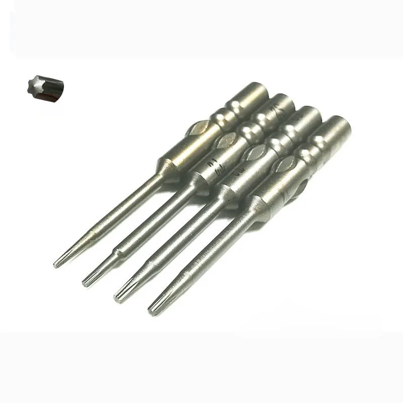 10PCS 40mm Length 800 4mm Round Shank Electric Magnetic Precision Torx Screwdriver Bits T1 T2 T3 T4 for Phone watch repair tools