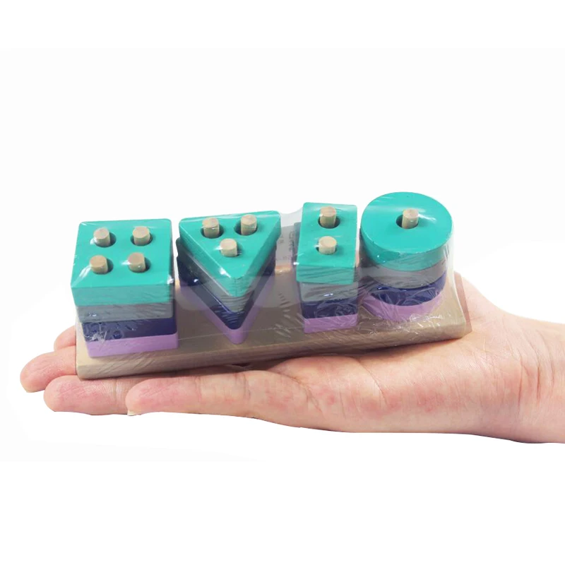 Blocchi di costruzione giocattolo Montessori in legno Giocattoli educativi per l'apprendimento precoce Forma di colore Partita Giocattolo per bambini per ragazze dei ragazzi 3 anni + di piccole dimensioni