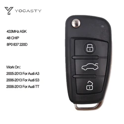 YOCASTY 8 p0837220d pilot z kluczykiem samochodowym z klapką do 2004 + Audi A1 A3 Q3 S1 S3 TT434 MHz ID48 Chip HU66 Blade