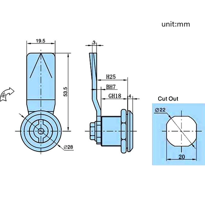 Zinc Alloy Metro/HSR/Train Door Lock Multifunction Electric Cabinet Lock Trash Bin Elevator Scalator Triangle Lock