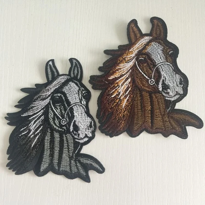 Badge Horse Patches for Clothes, Iron-on Sew-on Embroidery Patch, Motif Applique, DIY Garment Sticker, Wedding Party, 1 Pc