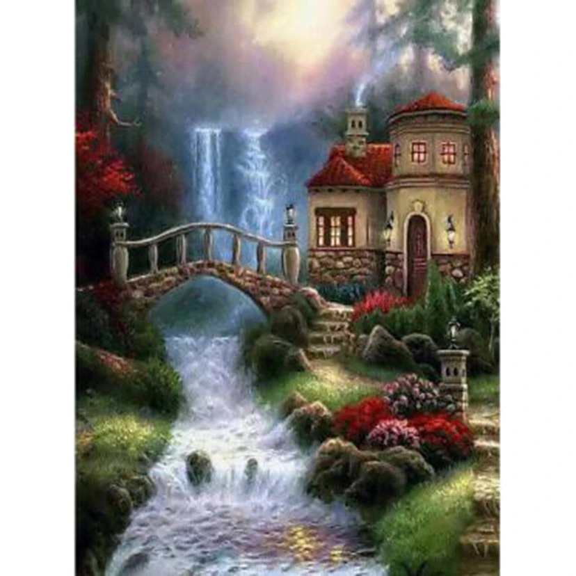 

5D DIY Diamond Painting Landscape Painting House Beautiful Scenery Picture Square/Round Diamond Cross Stitch Decoration WG3283