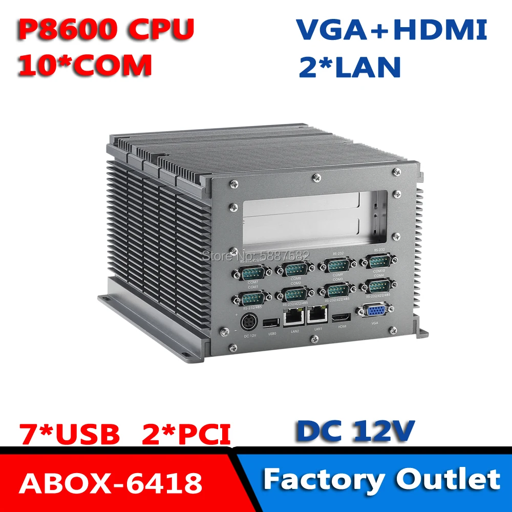 2PCI/HDMI/VGA /RS232 COM 2LAN Ultra Compact Fanless Embedded Controller PC P8600