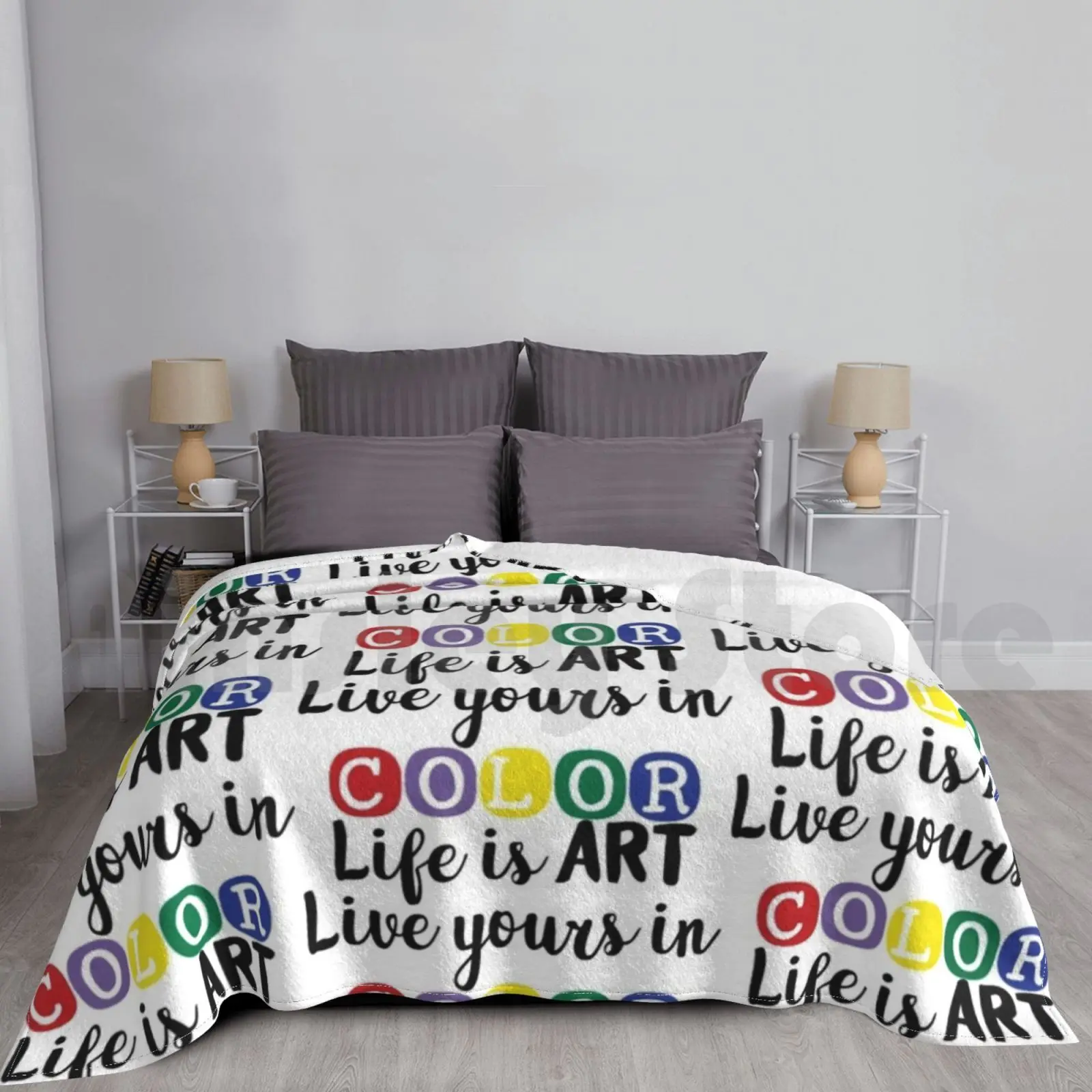 Life Is Art Live Yours In Color Blanket Super Soft Warm Light Thin Teacher Teach English Teacher Meme English Teacher