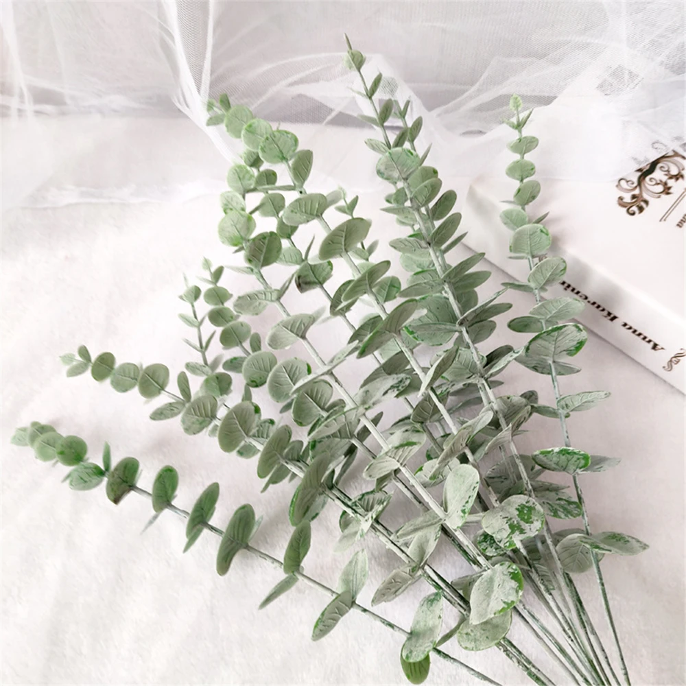 Guirxiété de tiges d'eucalyptus artificielles, fausses plantes vertes, accessoire de prise de vue, b