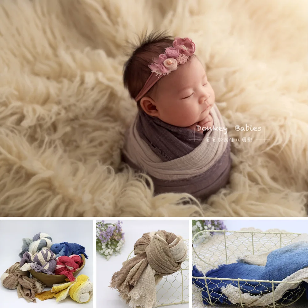 Newborn Baby Photography Props Clothing Newborn Wrapping Cloth Baby Wrapping Cloth Gradient Color Tie-dye Tassel Wrapped