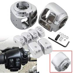 Motorcycle Handlebar Control Switch Housings Cover Switch Cap Buttons Kit For Harley Dyna Sportster Softail Road King V Rod